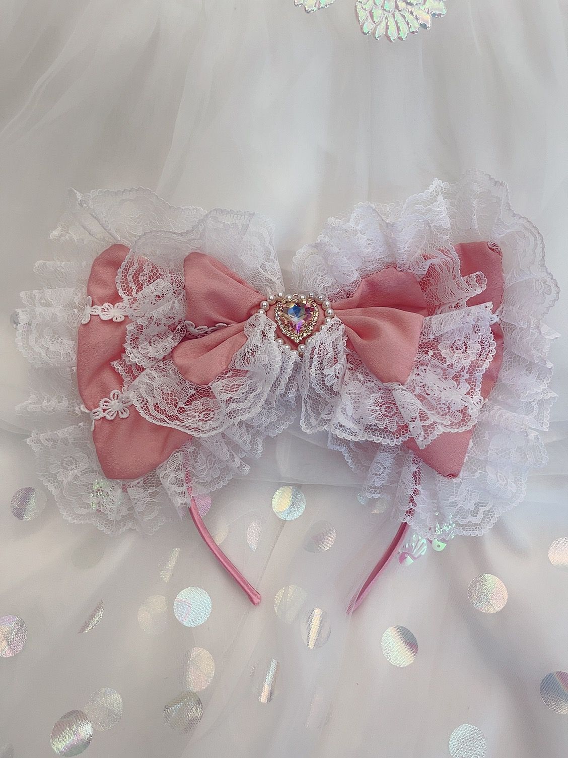 Sweetheart Princess Bow Lace Black Blue Pink Red White Headband Hairband Hair Accessories