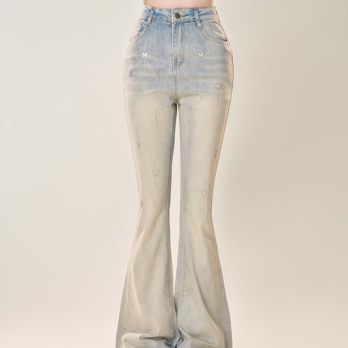 Young Eyes Hot Model Blue Denim Flared Jeans Pants