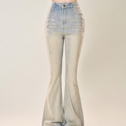 Young Eyes Hot Model Blue Denim Flared Jeans Pants