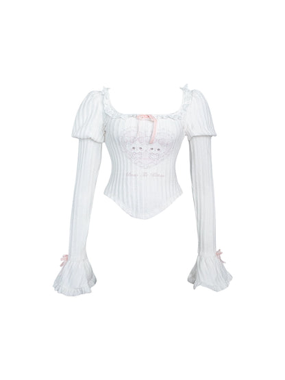 Serendipity Strawberry Dessert White Top & Pink Suspender Dress & Rabbit Ears Cape Three Piece Set