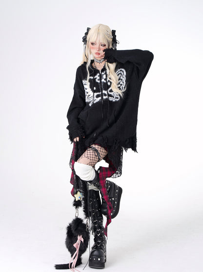 Young Eyes Punk Kitty Cat Autumn Winter Hoodie