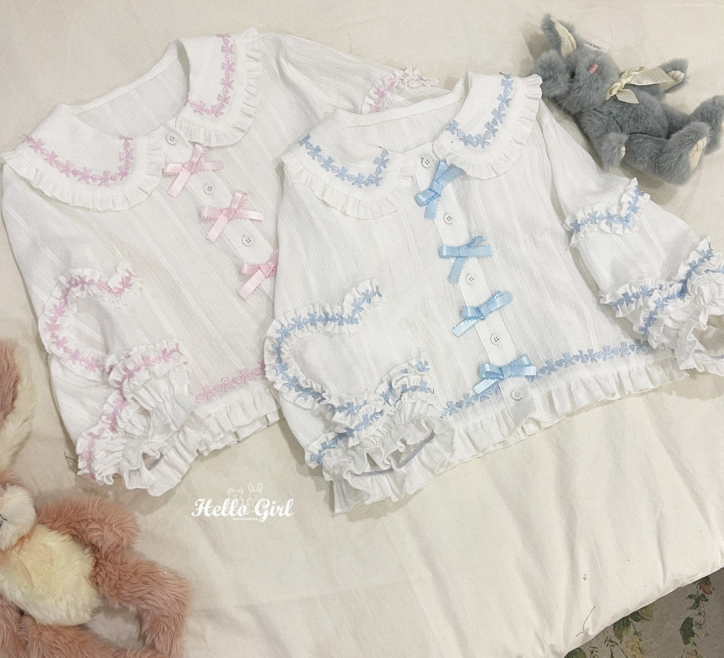 Dormir Doll EGL Doll Collar Heart Bow Lace Pink & Blue White Blouse Shirt