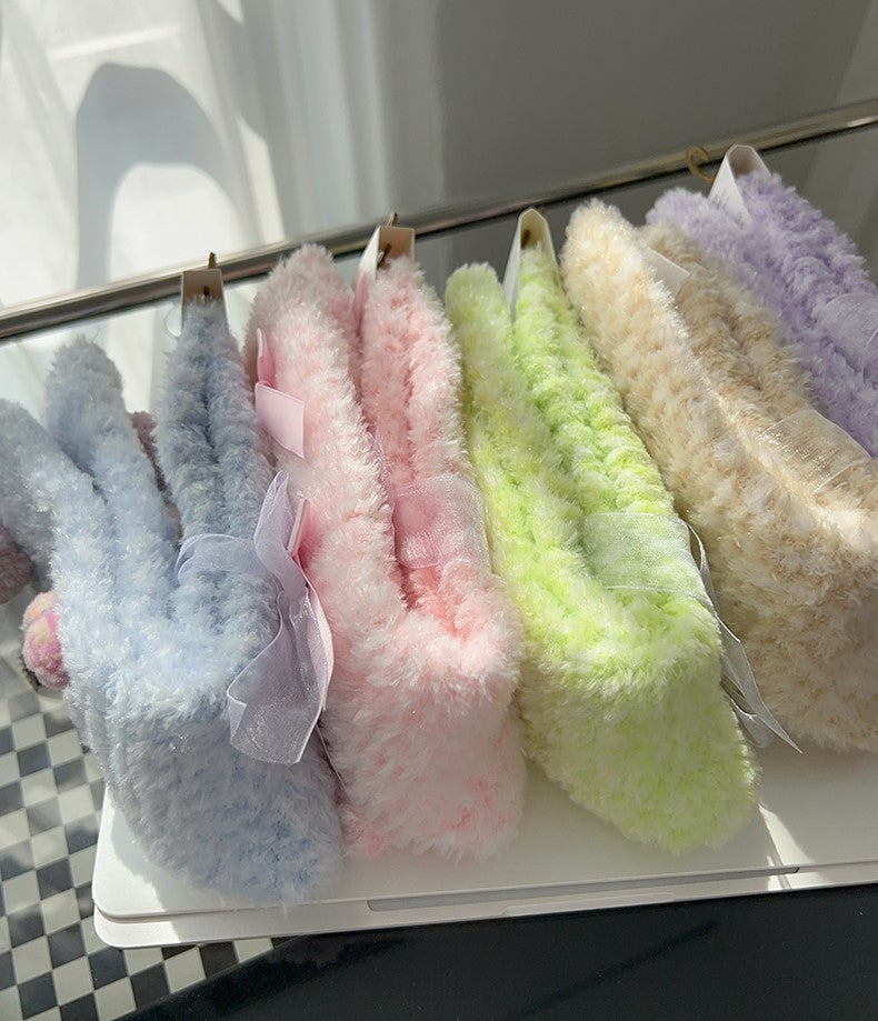 Winter Y2K Cute Colorful Plush Coral Fleece Thick Socks 5 Patterns Pairs Sets