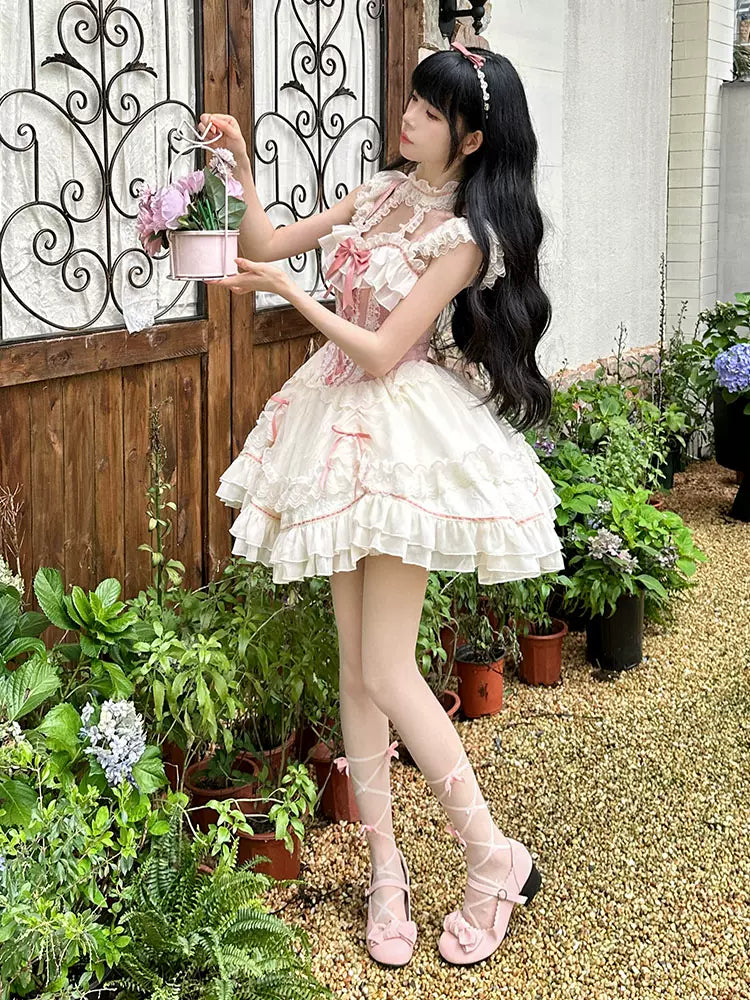 Serendipity Secret Garden Lolita Pink Strap Dress