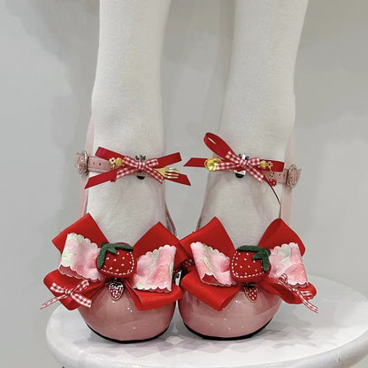 Strawberry Berry Lolita Pink Mary Jane High Heels Shoes