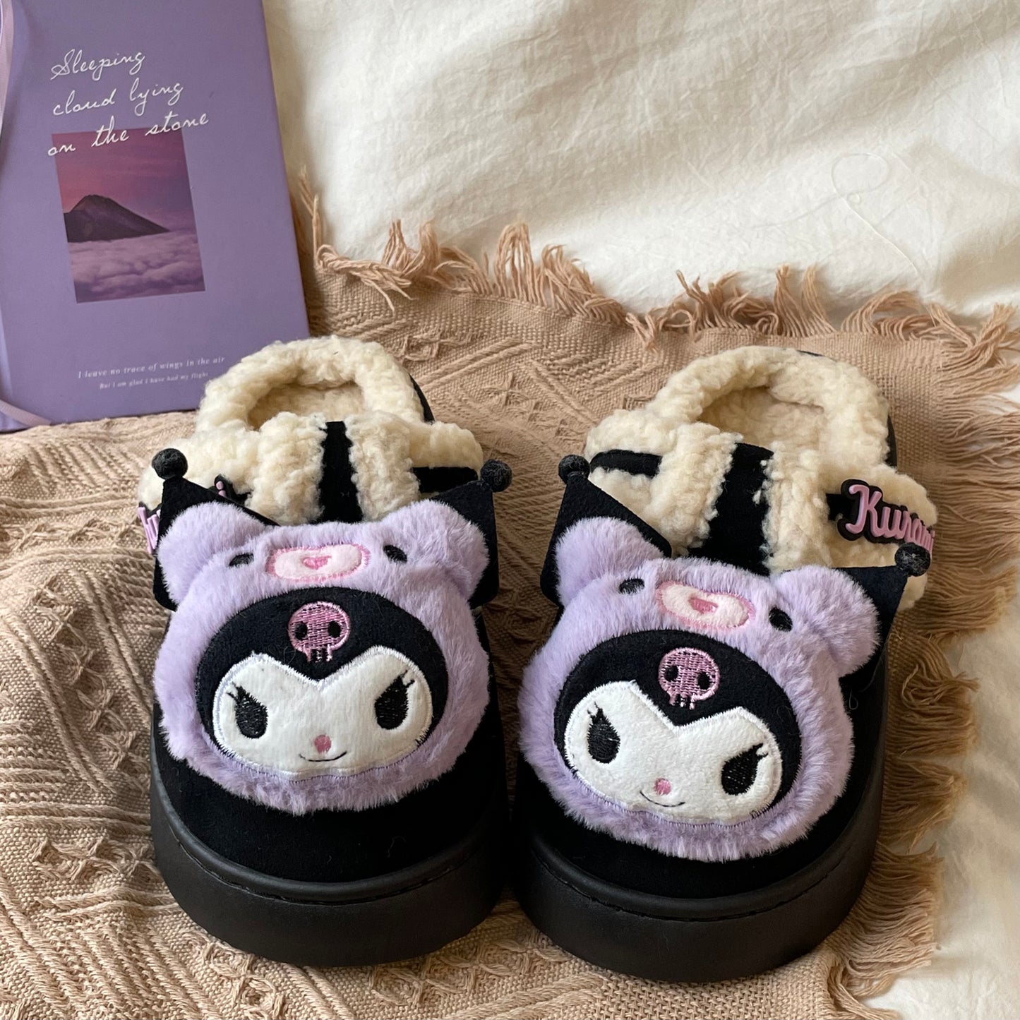 Purple Devil Soft Winter Thick Plush Cotton Slippers Shoes