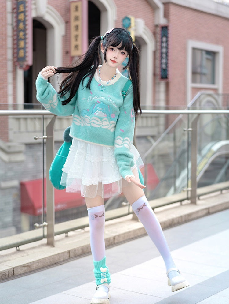 Confession Balloon Miku Ice Cream Green Pink Sweater