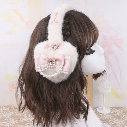 Jirai Kei Pink Black White Fur Winter Earmuffs