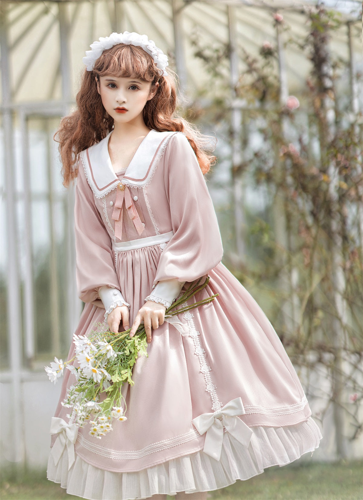 Love Letter Girl Lace Pastel Pink & Blue Long Sleeve Dress