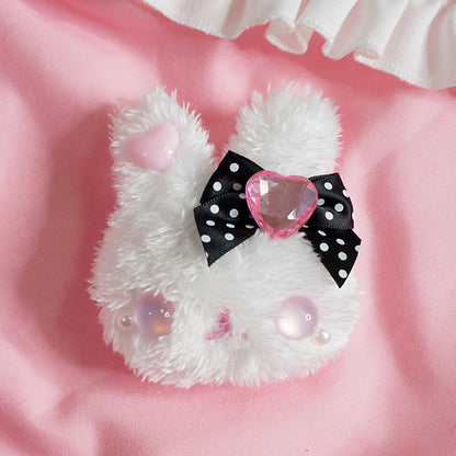 Candy Fairy Pink & Black Bow Cute Rabbit Bunny Handmade Brooch Hairpin Hair Clip Hair Accessories Pins