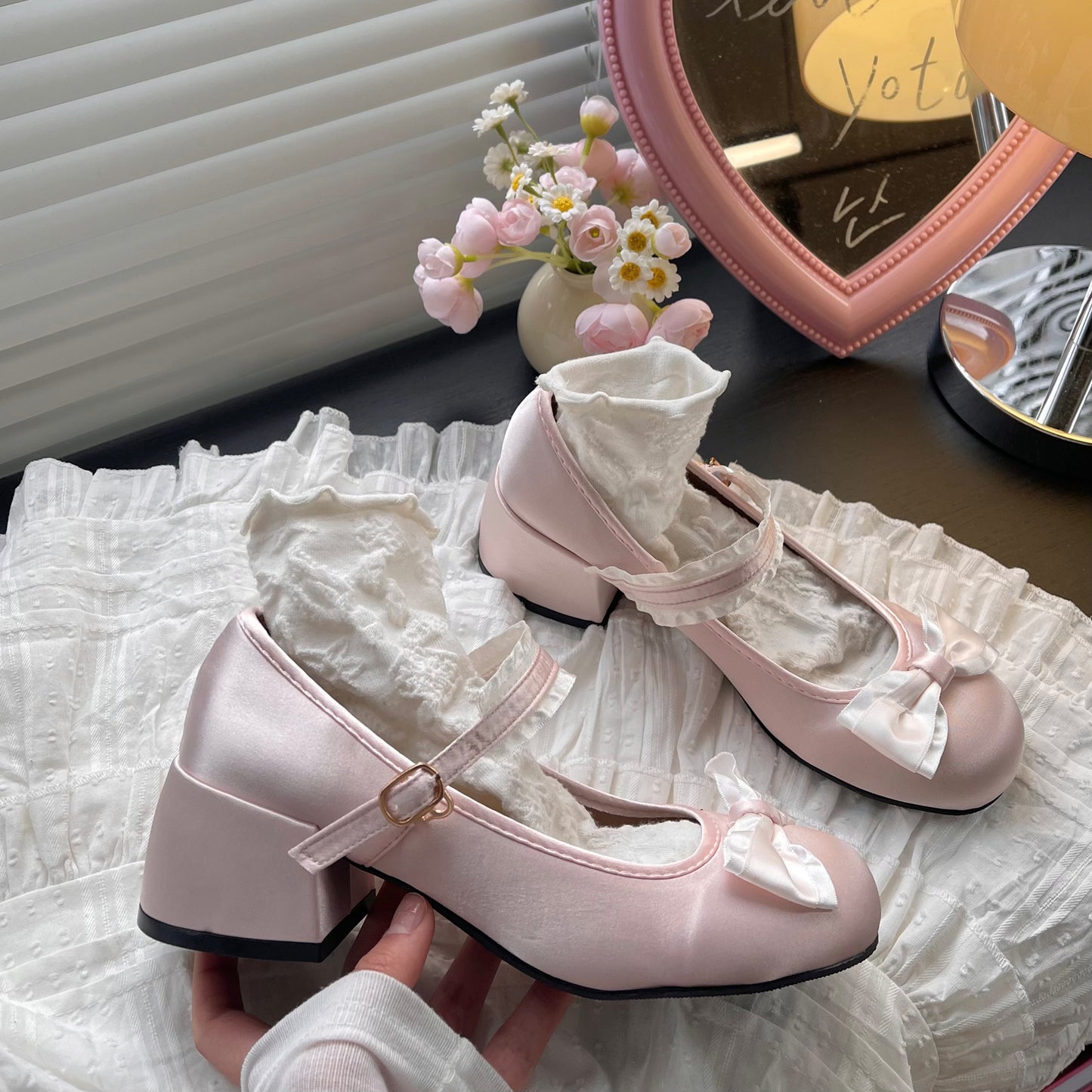 Nectarine Balletcore Pink Blue Mary Jane Shoes