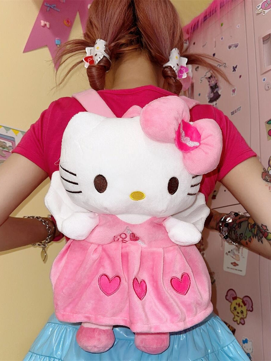 Y2K Cute Kitty Cartoon Plush Doll Shoulder Backpack Bag