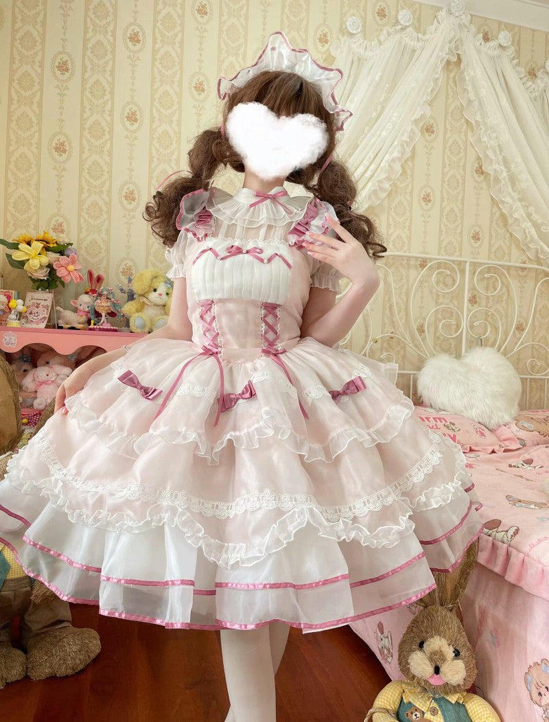 Pillow Fairy Tale Lolita Tsubaki Sakura Pink Blue Black Lolita Dress