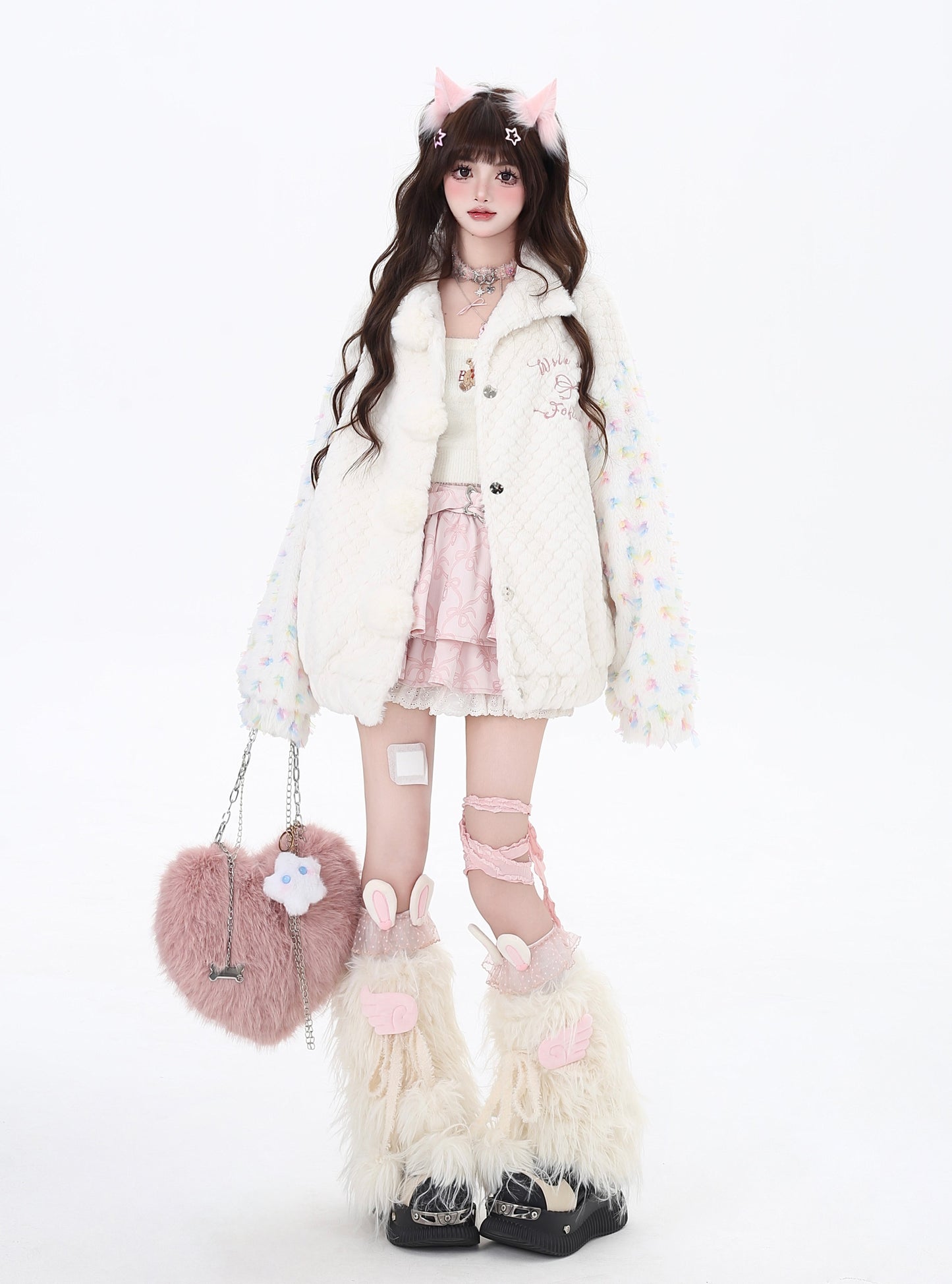 Crazy Girl Full Sugar Girl White Plush Jacket