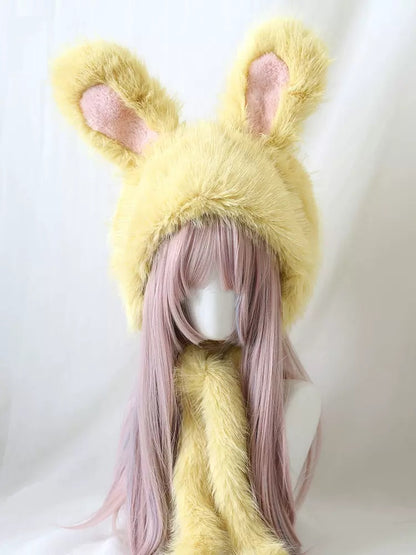 Winter Lolita Colorful Rabbit Ears Cute Handmade Fur Hats