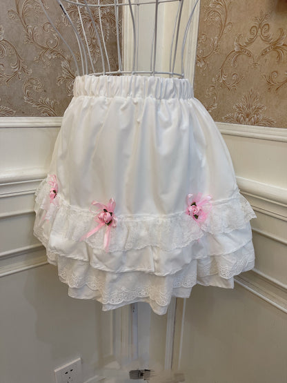 Sweetheart Princess Rose White Trumpet Sleeve Shirt & Mini Skirt Two Piece Set