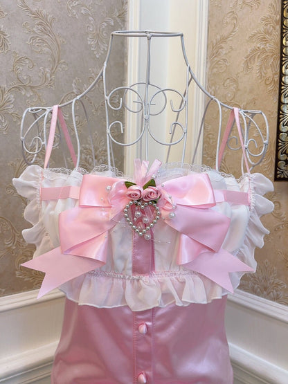 Sweetheart Princess Fairy Rose Lace Pink Camisole Top