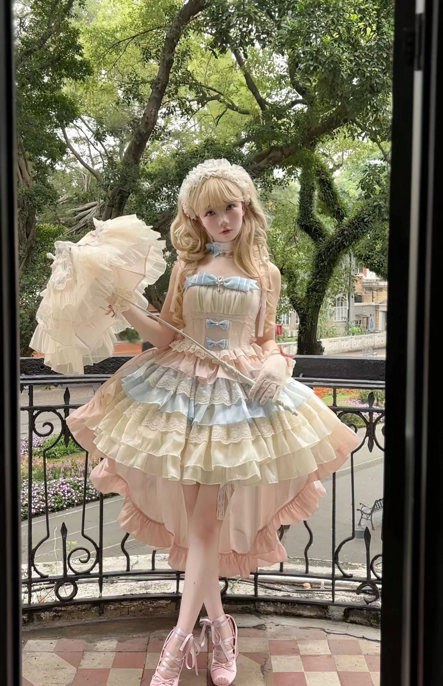 Flying Diary Blue Apricot Lolita Dress