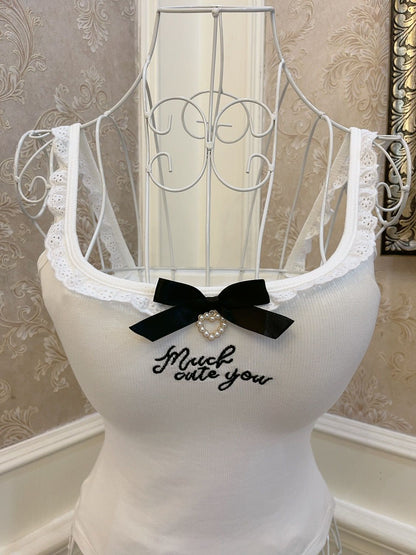 Sweetheart Princess Much Cute Black White Blue Camisole Top