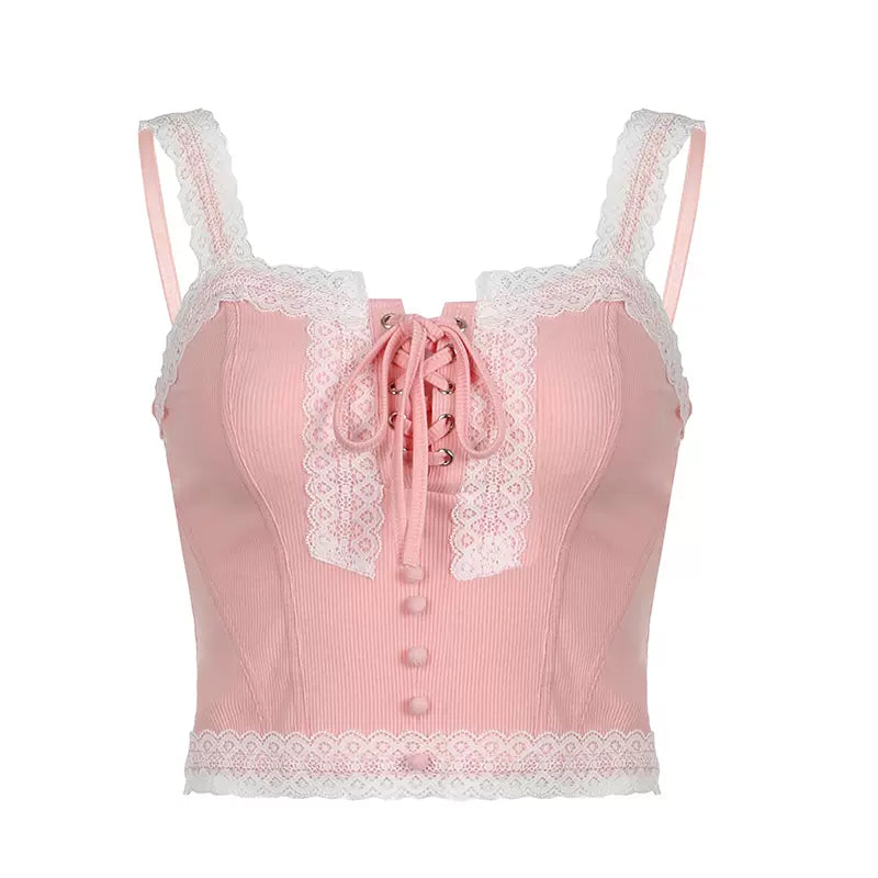 Coquette Angel Lace Sexy Pink Camisole Top