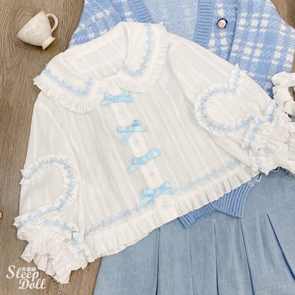 Dormir Doll EGL Doll Collar Heart Bow Lace Pink & Blue White Blouse Shirt