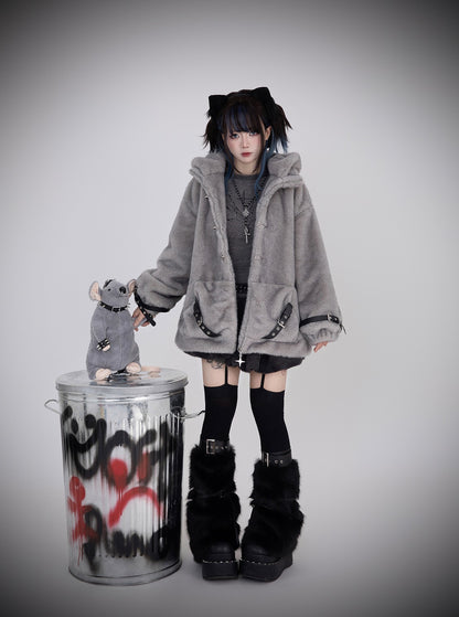 Cute Little Mouse Yabi Gray Ice Blue Jacket Coat