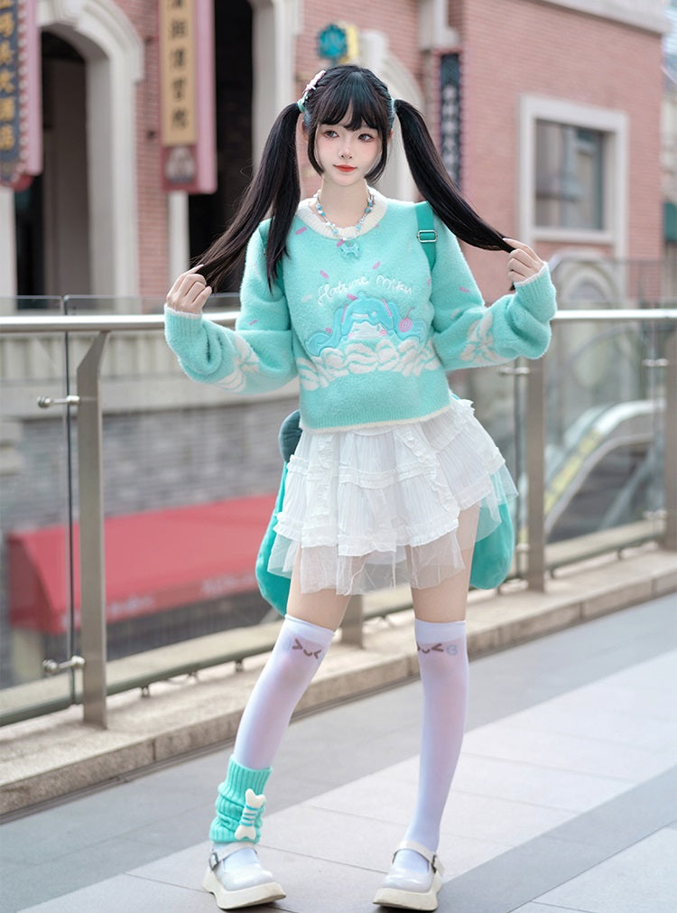 Confession Balloon Miku Ice Cream Green Pink Sweater