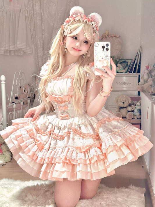 Platycodon Girls Summer Feelings Pink & Yellow Lolita Dress