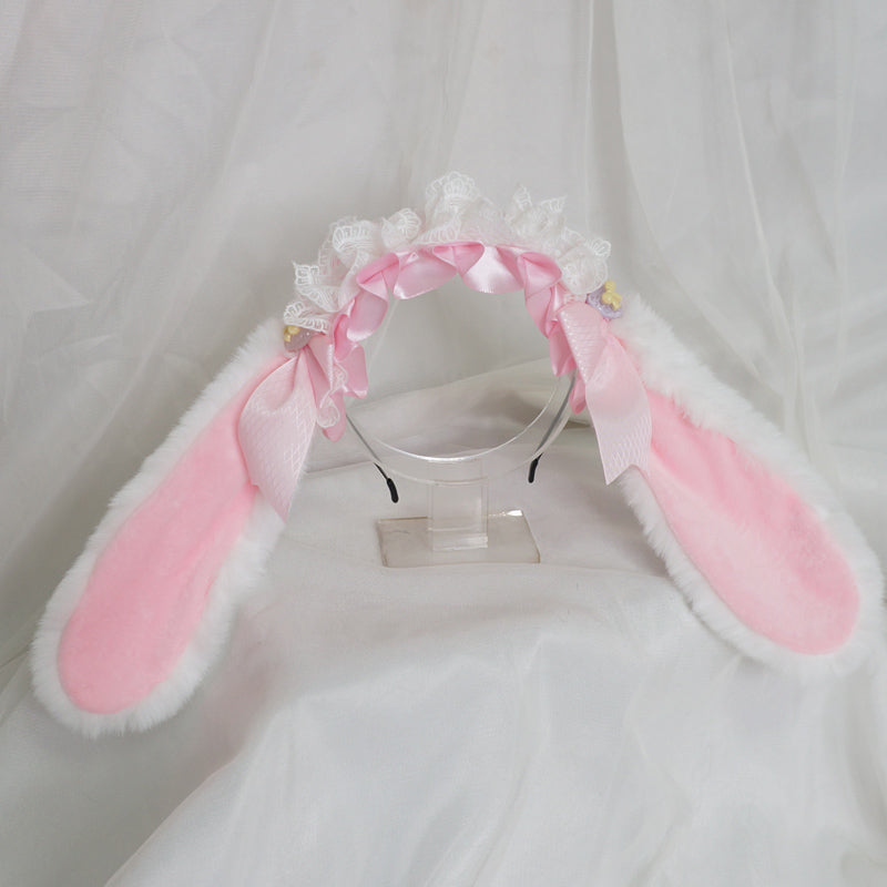 Candy Fairy Lolita Lop Rabbit Ears Cute Sweet Lace Handmade Hairband Hair Accessories