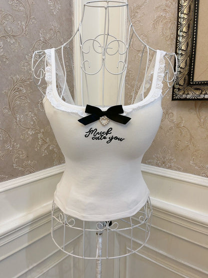 Sweetheart Princess Much Cute Black White Blue Camisole Top