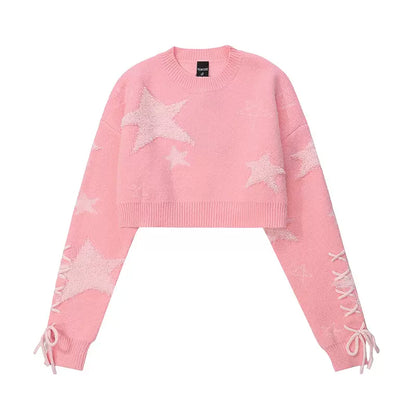 Serendipity Y2K Five Stars Pink & Black Knit Sweater