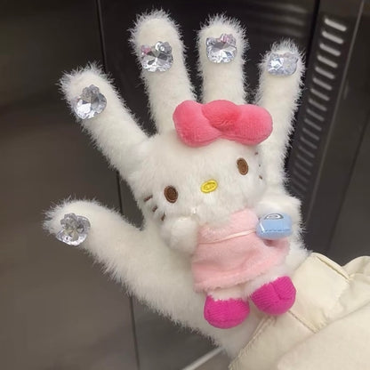 Kitty Doll Y2K Plush Gloves