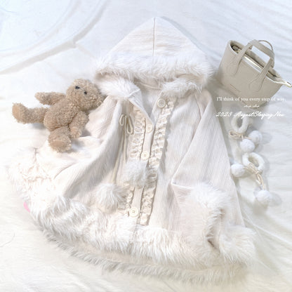 Dormir Doll Sweet Tea Brown Gray White Beige Fur Cape