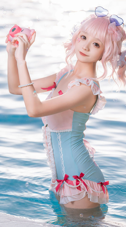 Cross Galaxy Lolita Princess Holiday Red & Pink One Piece Swimsuit