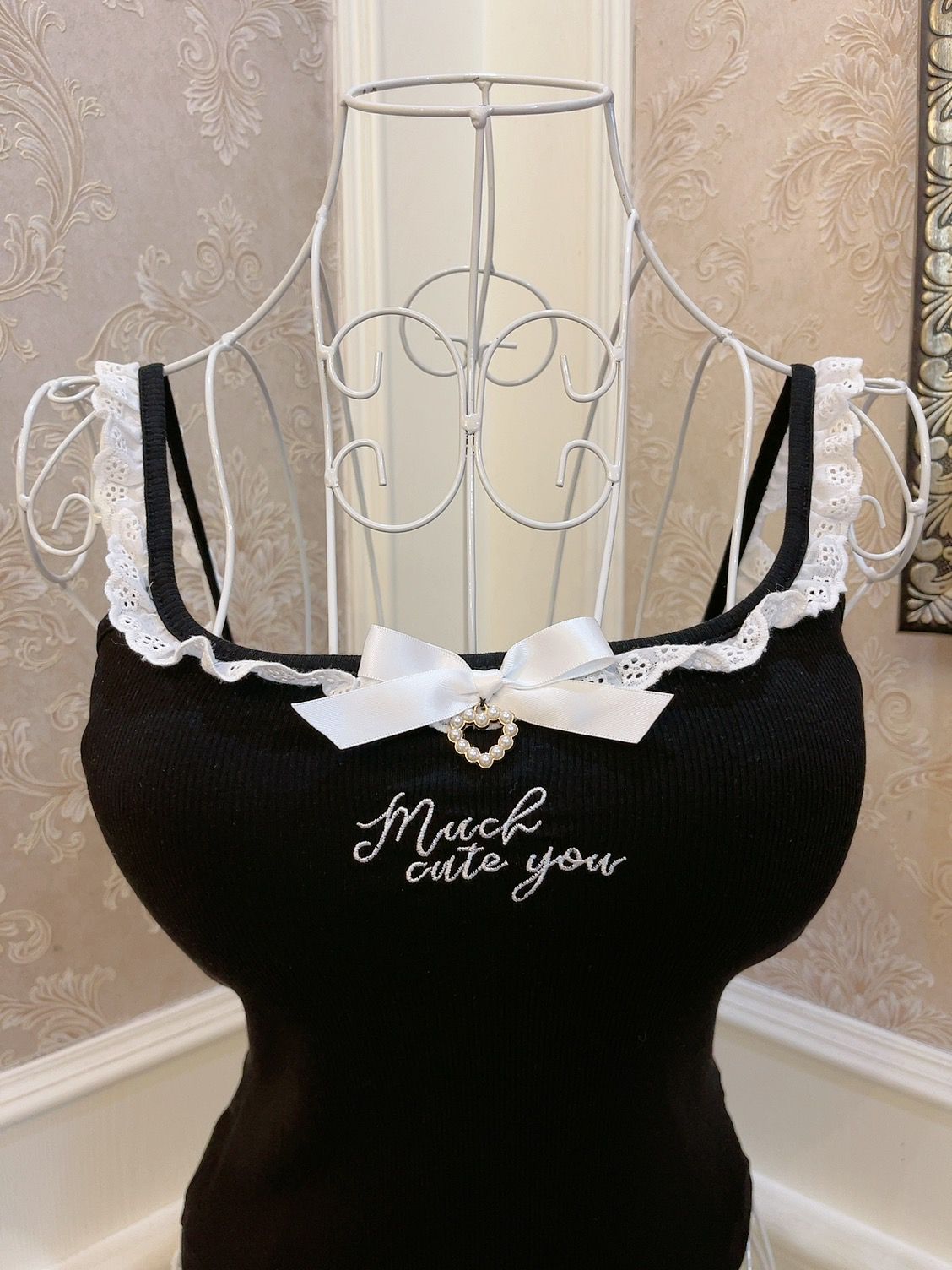 Sweetheart Princess Much Cute Black White Blue Camisole Top