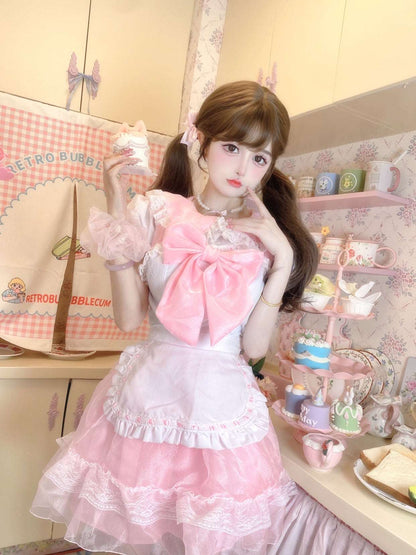 Candy Fairy Sweet Cute Pink Maid Cosplay Outfit Dress