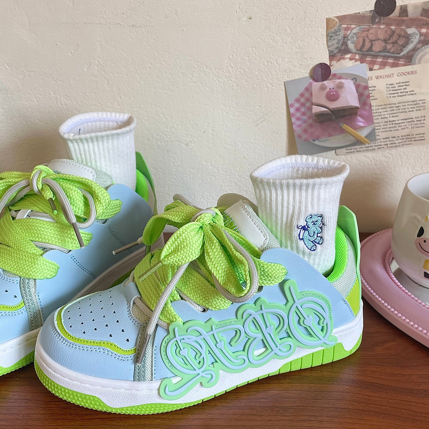 Yellow Green Lace Pink Blue Shoes Sporty Sneakers Running Shoes