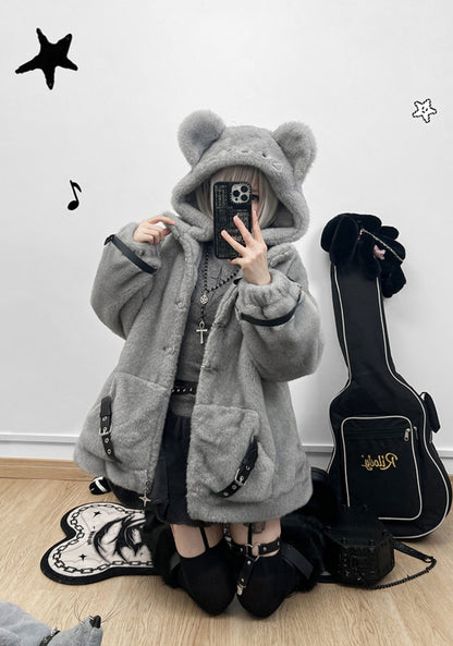 Cute Little Mouse Yabi Gray Ice Blue Jacket Coat