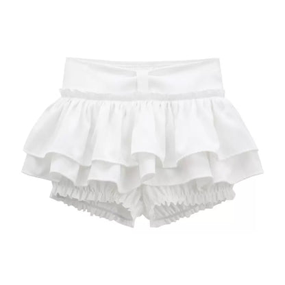 Kiki Coquette Balletcore Ruffle Black & White Bloomers Shorts