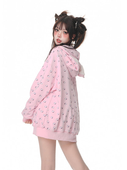 Young Eyes Sweet Kitty Pink Blue Cat Ears Jacket Hoodie