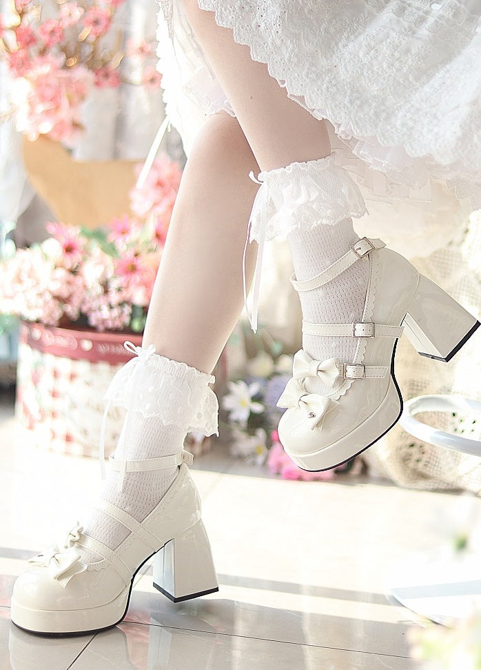 Moonlight Messenger Pink White Black White Blue High Heels Shoes