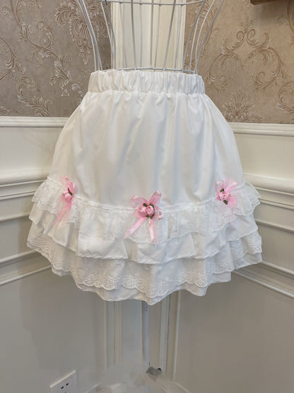 Sweetheart Princess Rose White Trumpet Sleeve Shirt & Mini Skirt Two Piece Set