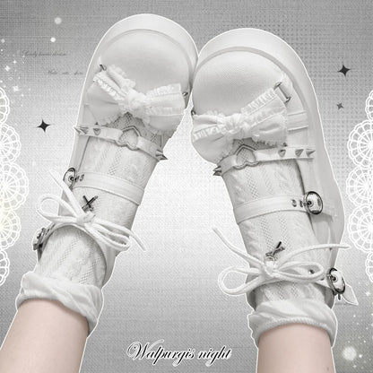 Walpurgis Night Pink White Blue Black Denim Gothic Lolita Shoes