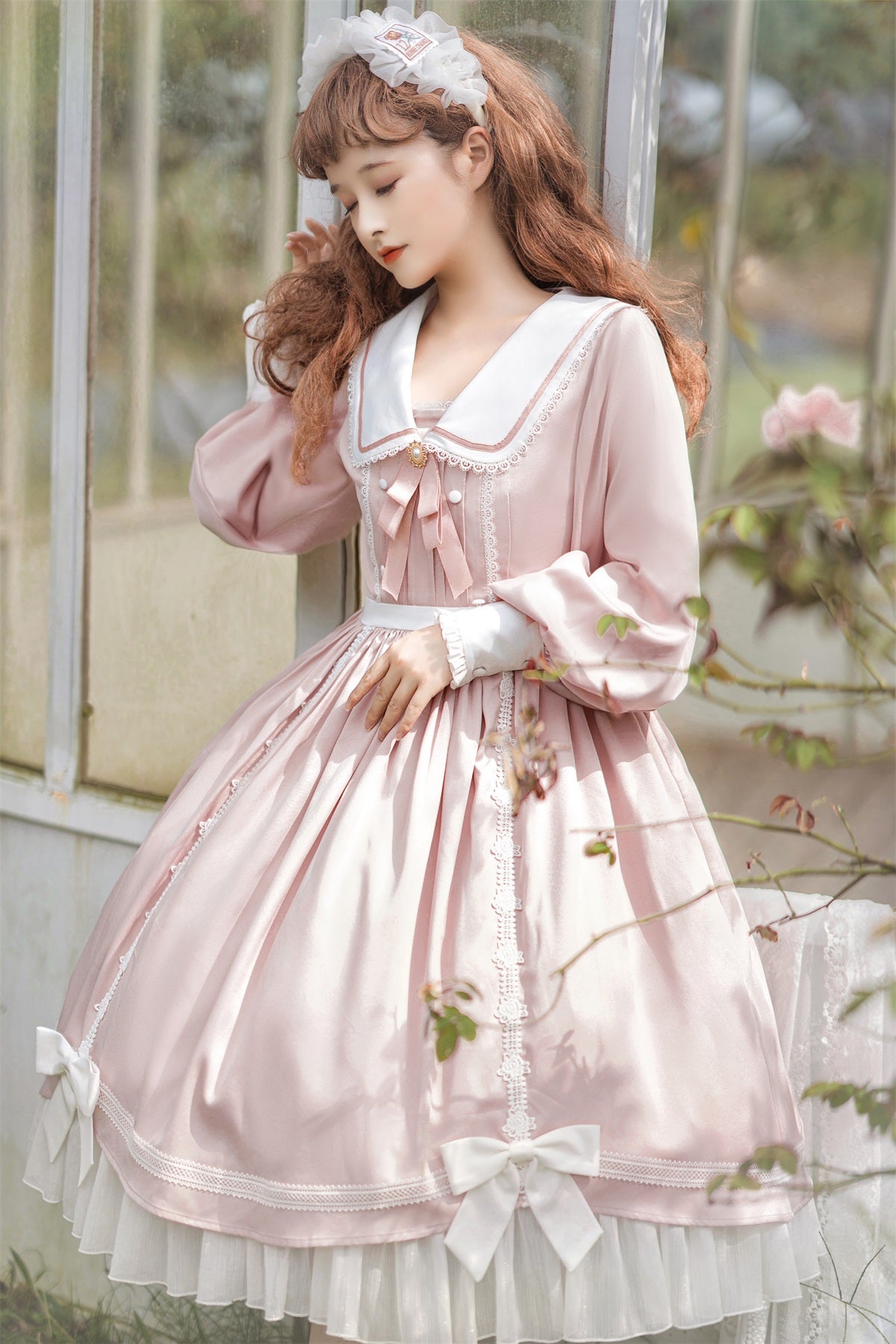 Love Letter Girl Lace Pastel Pink & Blue Long Sleeve Dress