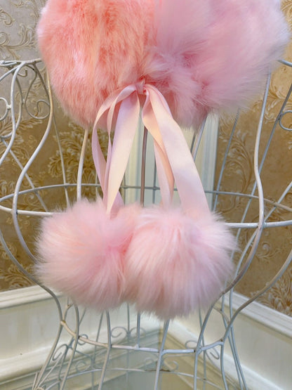 Sweetheart Princess Pink Faux Rabbit Fur Plush Collar Wrap Scarf