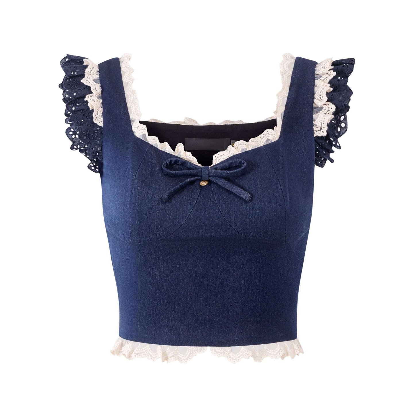 Creamy Sweet Denim Navy Blue Lace Camisole Top