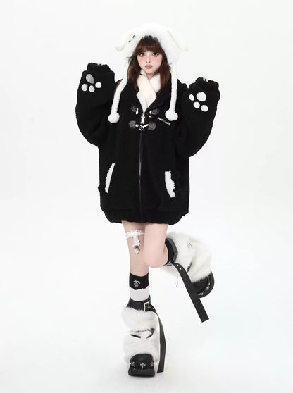 Crazy Girl Animal Series Black Cat Brown Bear White Rabbit Jacket