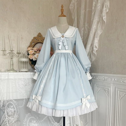 Love Letter Girl Lace Pastel Pink & Blue Long Sleeve Dress