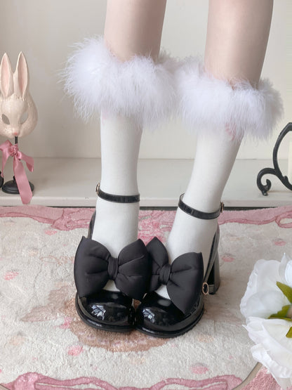 Dreamy White Tea Gradient Blush Lolita Black White Pink Blue High Heels Shoes