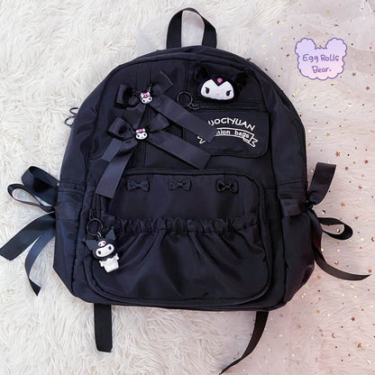 Purple Devil Cinnamon Dog Pocha Dog Bow Student Backpack Bag